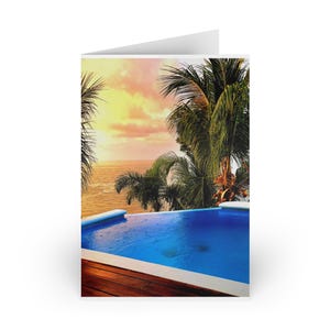 Lindos cartões de felicitações tropicais, cartões com cenas de praia para todas as ocasiões, cartões em branco, clima de verão, 1 ou 10 unidades