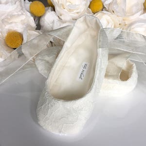 Ivory or White Lace Ballet Slippers - Flower Girl Shoes - Baby and Toddler Girl  - Christening - Baptism - Princess Shoes