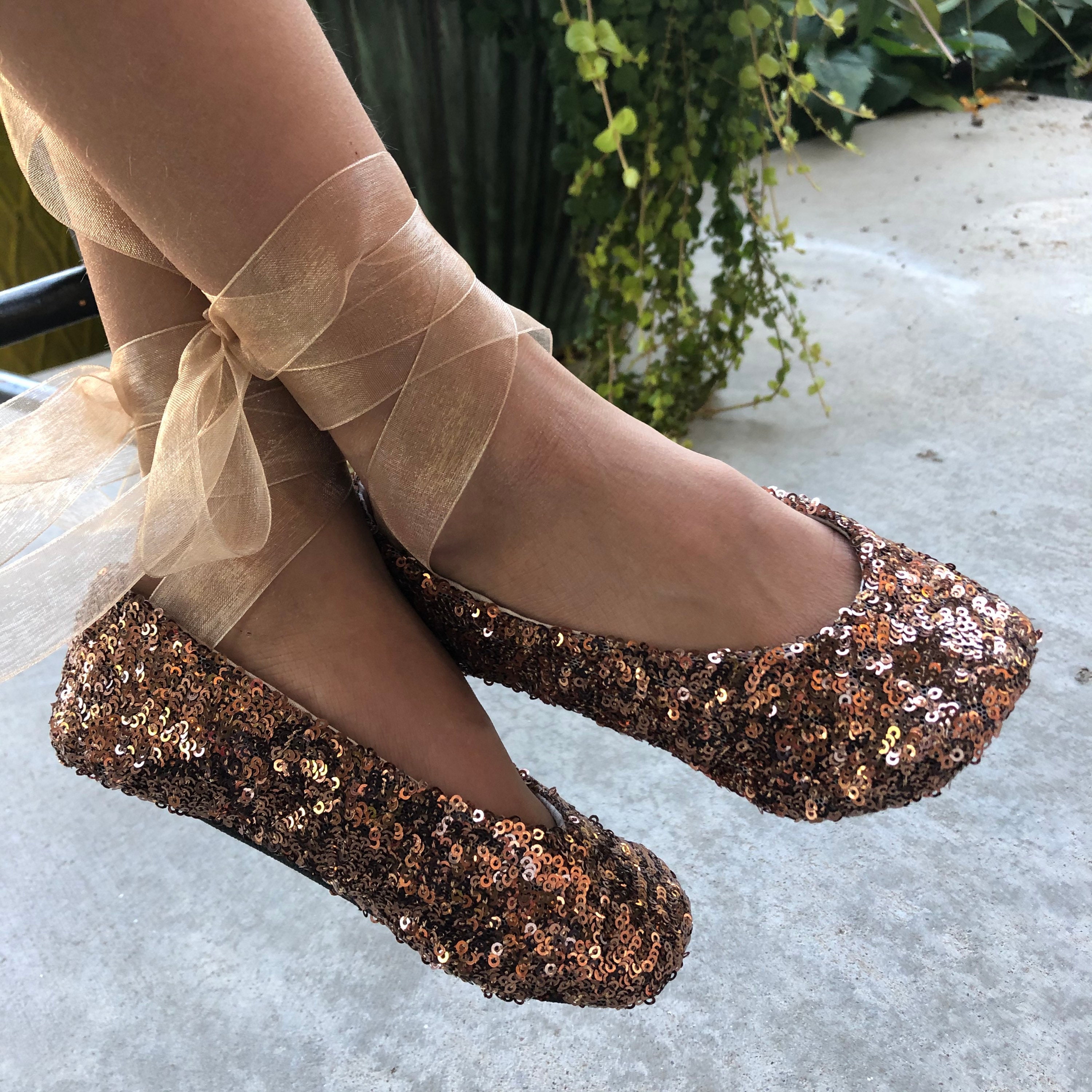 Copper Sequin Ballet Slippers Flower Girl Shoes Baby and Etsy