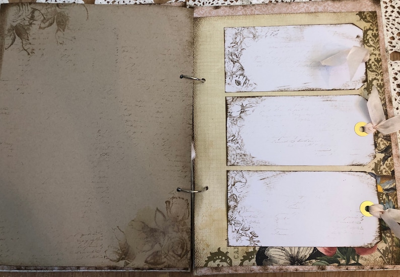 Handmade Rustic Shabby Lace Ready to Ship Blush and Mint Wedding Guest Book