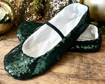 Christmas Green Sequin Shoes - Baby Toddler Girl Shoes - Sparkle Shoes - Holiday Shoes - Princess Shoes