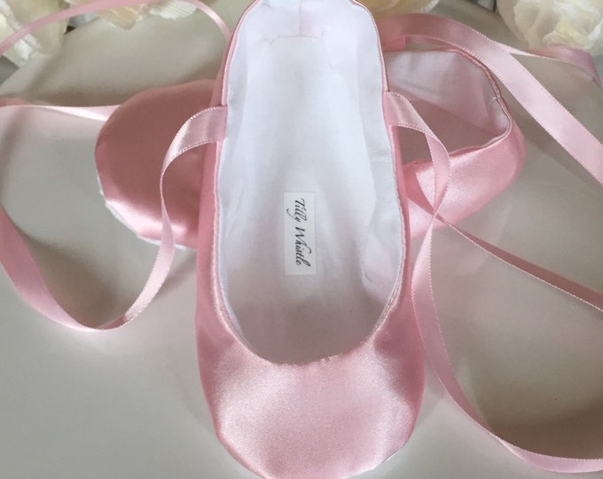 Pink Satin Ballet Slippers -Baby Girl, Toddler Girl - Flower Girl Shoes -  Princess Shoes - Dress Up Shoes
