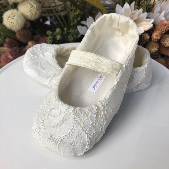 white lace slippers