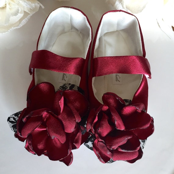 Ruby Red Satin Girl Dress Shoes 