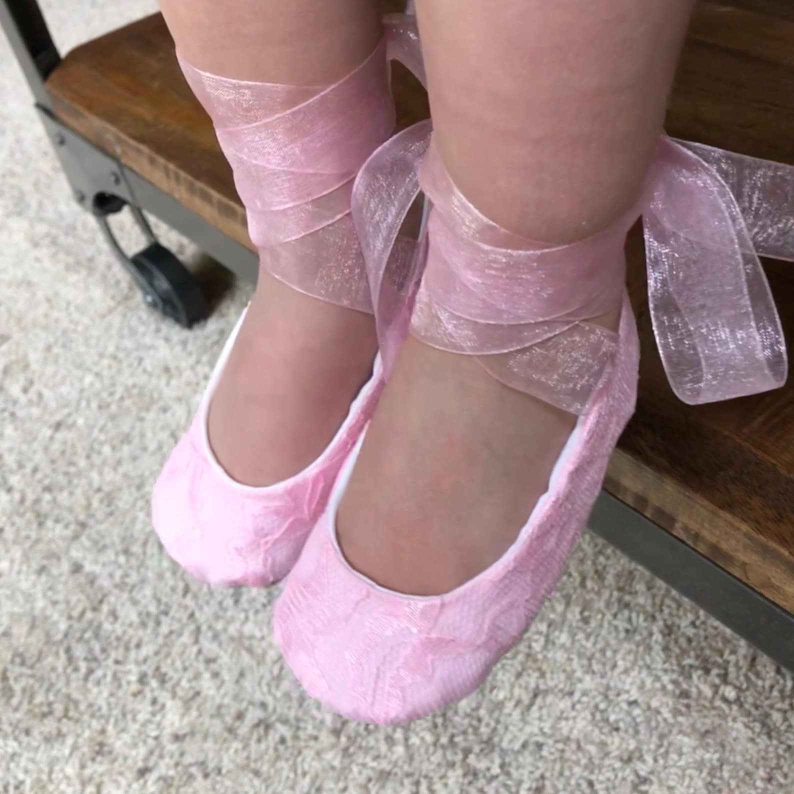 pink lace ballet slippers - flower girl shoes - valentine baby and toddler girl - princess shoes - dress up shoes