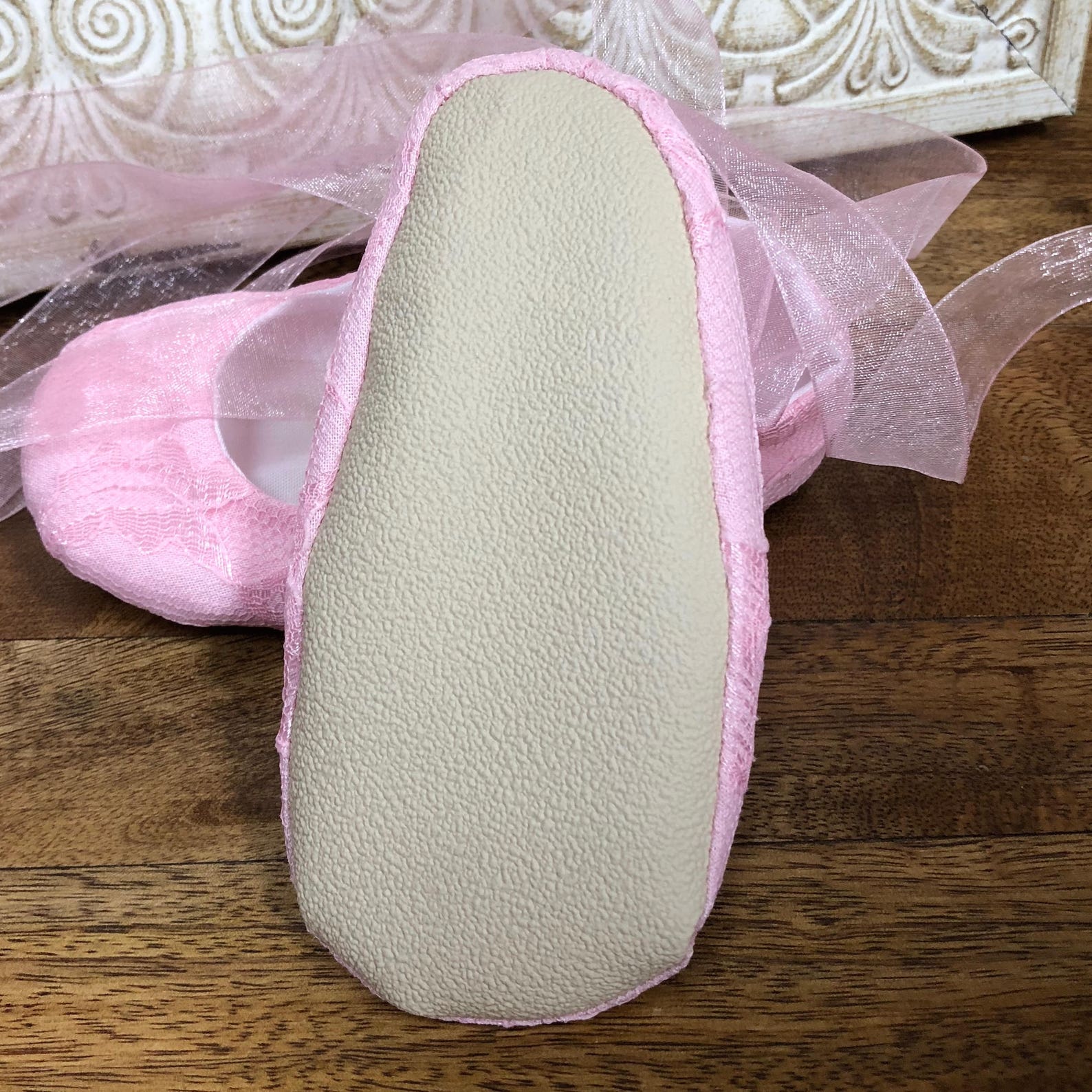 pink lace ballet slippers - flower girl shoes - valentine baby and toddler girl - princess shoes - dress up shoes