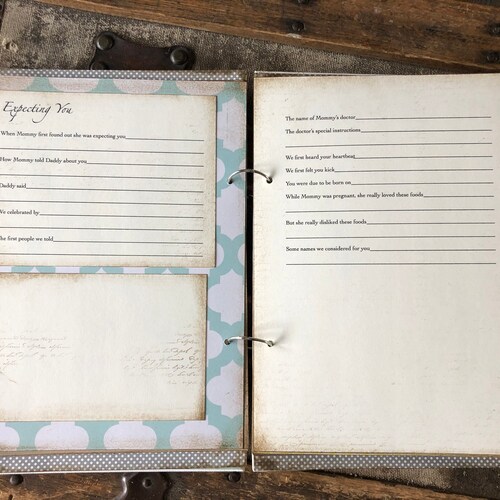 Rustic Baby Boy Book, Orange, Gray, Blue Baby Book, Modern shops Farmhouse Style Handmade Baby Album Scrapbook
