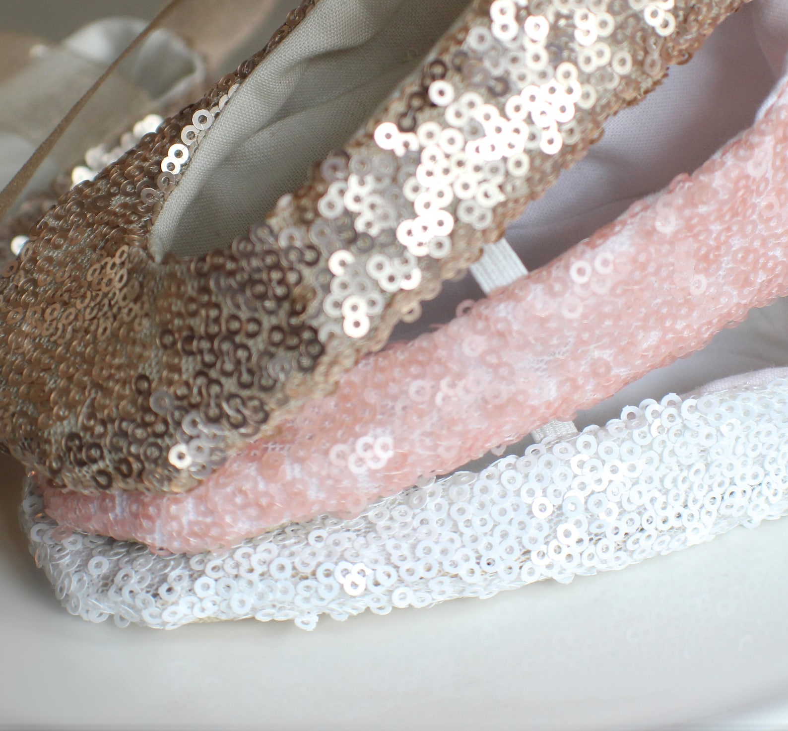 sequin ballet slippers with elastic, pink, gold, ivory, black, red, blush, silver - flower girl shoes - baby and toddler girl -