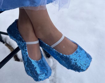 Light Blue Princess Shoes - Flower Girl Shoes - Baby and Toddler Girl - Dress Up Shoes