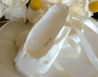 Ivory Satin Ballet Slippers - Baby Girl Shoes, Toddler Girl - Flower Girl Shoes - Christening Shoes