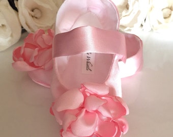 Pink Satin Flower Girl Shoes, Baby Girl Shoes, Toddler Girl Shoes - Valentines Baby