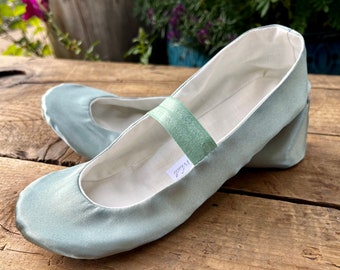 Dusty Sage Green Satin Baby Girl Shoes - Ballet Flats - Toddler Girl Shoes - Flower Girl Shoes - Princess Shoes - Holiday Shoes