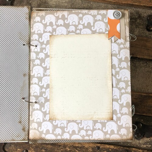 Rustic Baby Boy Book, Orange, Gray, Blue Baby Book, Modern shops Farmhouse Style Handmade Baby Album Scrapbook