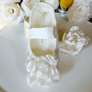 Ivory or White Satin Flower Girl Shoes, Baby Girl Shoes, Toddler Girl Shoes image 1