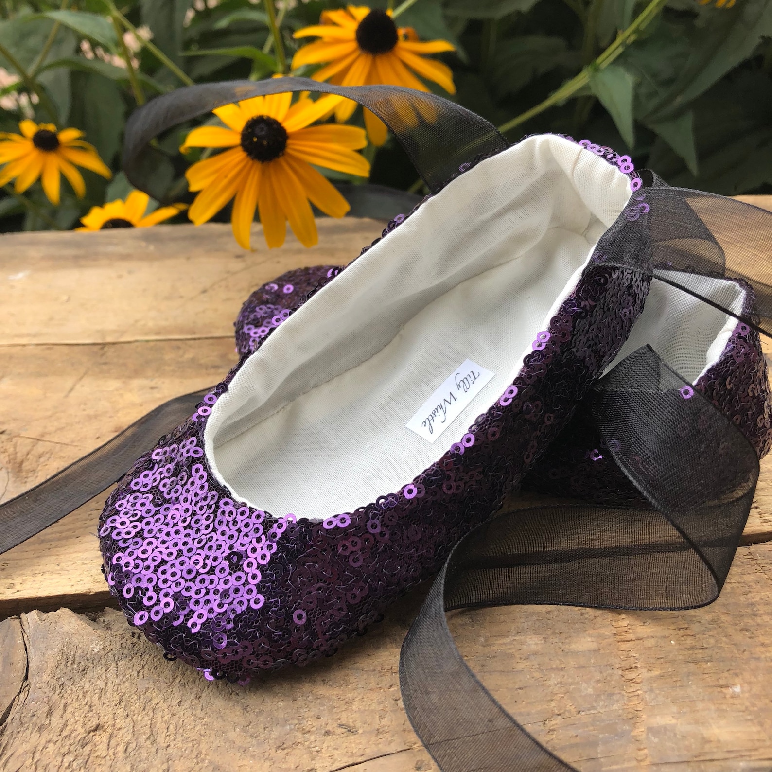 purple sequin ballet slippers - flower girl shoes - baby and toddler girl - princess shoes - halloween shoes - witch shoes - cos