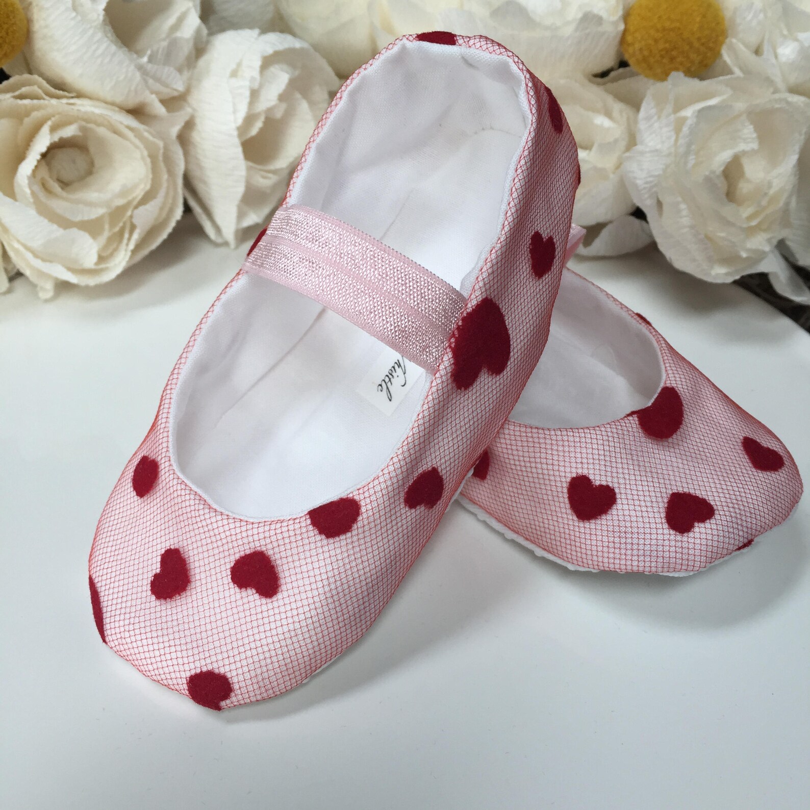 valentine baby girl shoes - ballet flats - toddler girl shoes - flower girl shoes - princess shoes