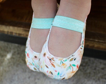 Watercolor Floral Baby Girl Shoes - Ballet Flats - Toddler Girl Shoes - Princess Shoes