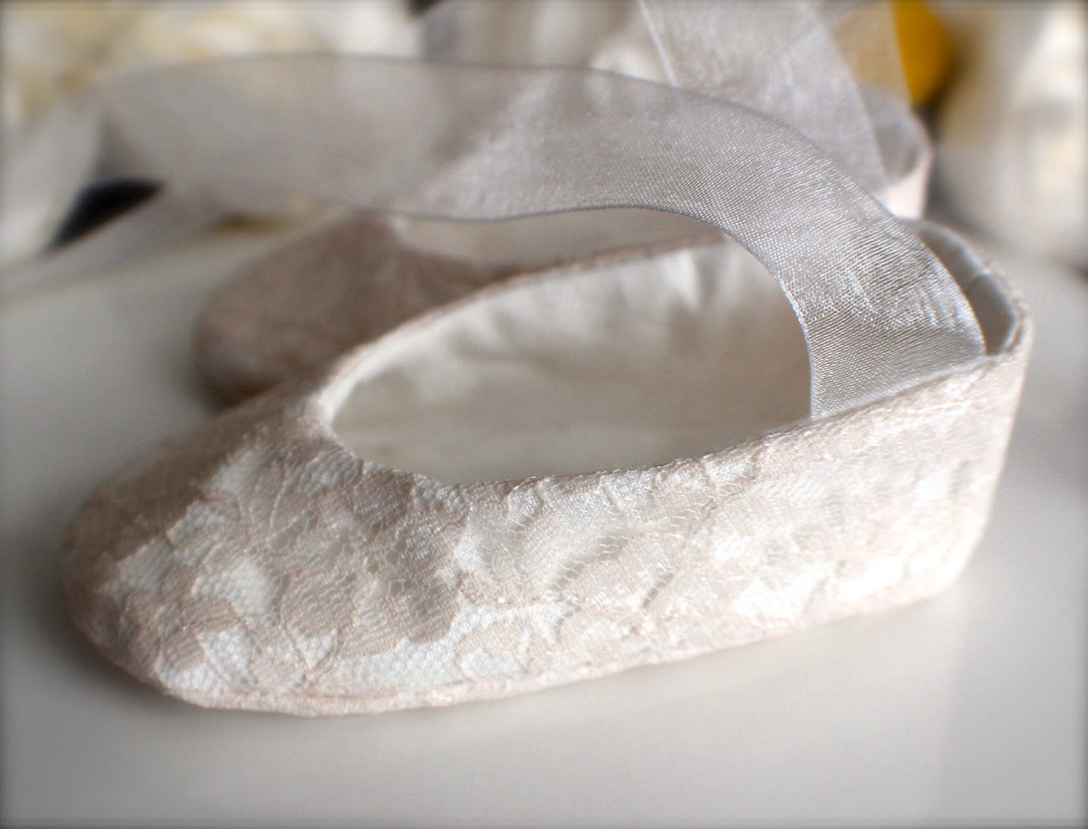 blush lace ballet slippers - flower girl shoes - baby and toddler girl - christening - baptism