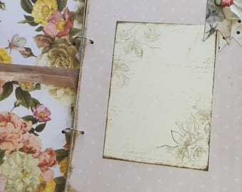 Pink Floral vintage Theme, Handmade Baby Girl Book - Cottage Chic - Baby Girl Gift