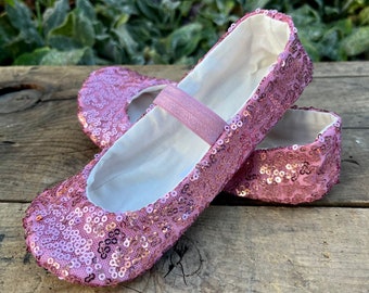 Mauve Sequin Shoes - Costume Shoes - Dusty Pink Shoes - Flower Girl Shoes - Baby and Toddler Girl - Princess Costume Shoes