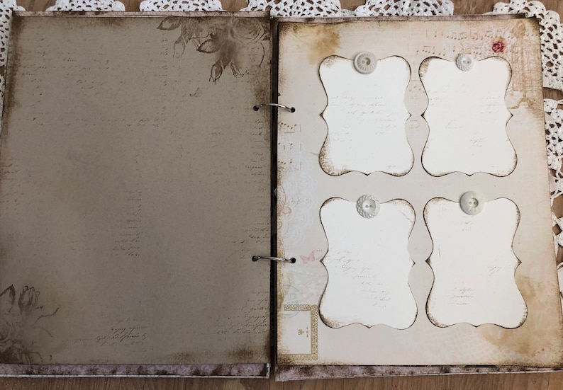 Handmade Rustic Shabby Lace Ready to Ship Blush and Mint Wedding Guest Book