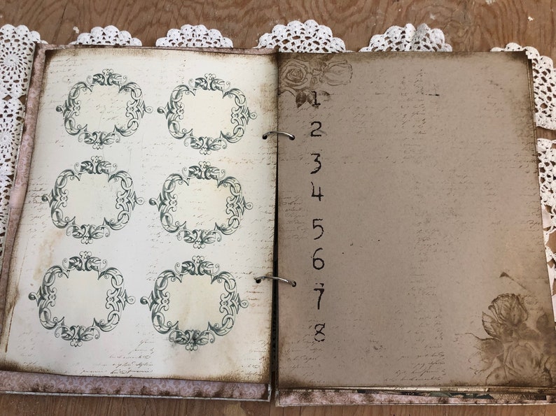Handmade Rustic Shabby Lace Ready to Ship Blush and Mint Wedding Guest Book