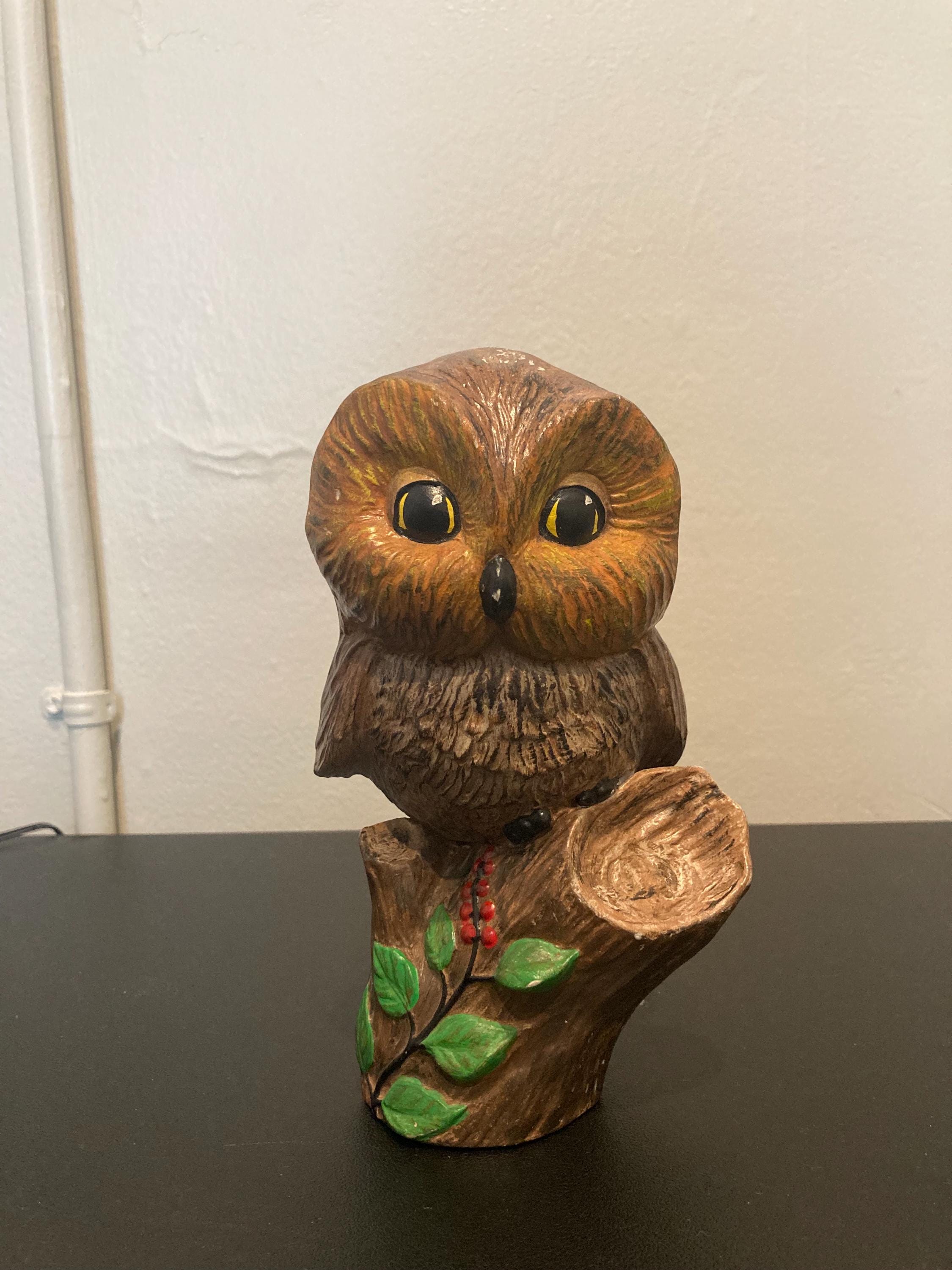 Vintage Chalkware Plaster Owl