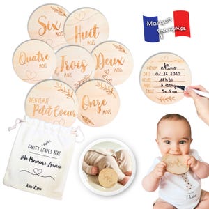 Keep’Love - Cartes Étapes Bébé en Bois en FRANÇAIS, Première Année Mois par Mois - Cadeau Naissance - Souvenir - Idée Cadeau Baby Shower