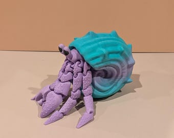 3D Printed Hermit Crab – Removable Shell Fidget Toy, Ocean Decor