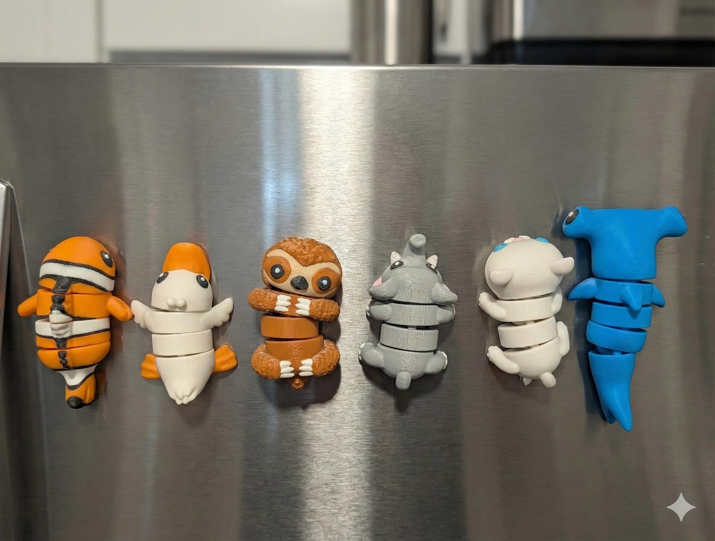 3D Printed Articulated Refrigerator Magnets – Set of 6 - Etsy