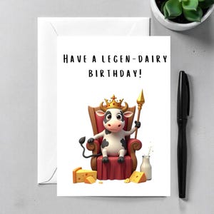 Tarjeta de cumpleaños divertida de vaca, tarjeta de cumpleaños adorable, tarjeta de felicitación humorística, tarjetas con chistes de vacas para mamá, papá y hermana. "¡Feliz cumpleaños a todos!"