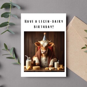 Lustige Geburtstagskarte, Minimalistische Geburtstagskarte für Bruder, Vater Geburtstag lustige Karten, Vater von Tochter Karten, "Have A Legen-Dairy Birthday"