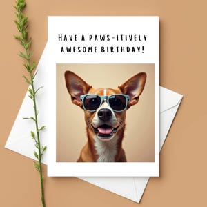 Cartão engraçado e humorístico de cachorro, cartão de felicitações para amantes de animais de estimação, namoradas, mães, cartão de aniversário feito à mão, "Tenha um aniversário incrivelmente incrível"