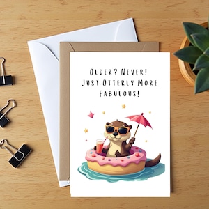 Biglietto di auguri con animali, biglietto di auguri fatto a mano, biglietti d'auguri per il 40° compleanno di amici e colleghi, "Più vecchio? Mai! Solo incredibilmente più favoloso"