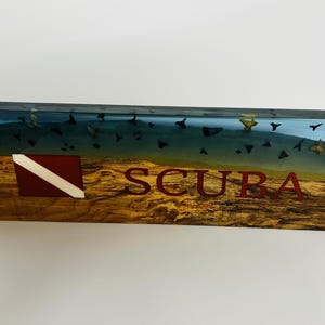 Scuba Wood Art Piece w/ Actual Shark Teeth