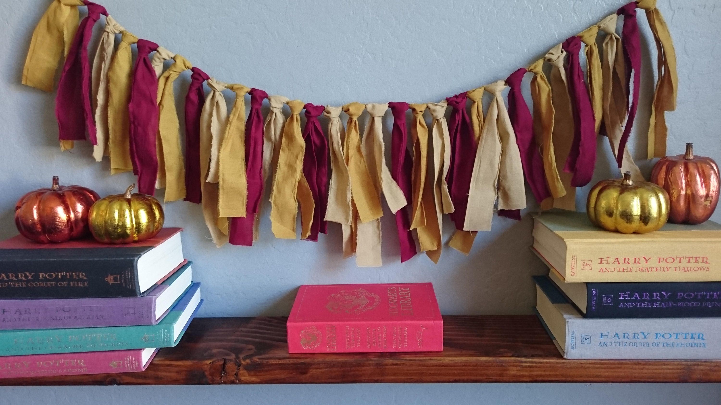 Harry Potter Inspired Griffindor Rag Banner Maroon Gold Tan Etsy