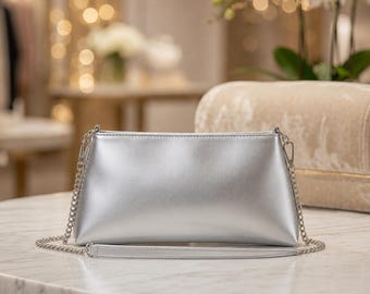 Silver Shoulder Bag for Wedding Party Evening Prom