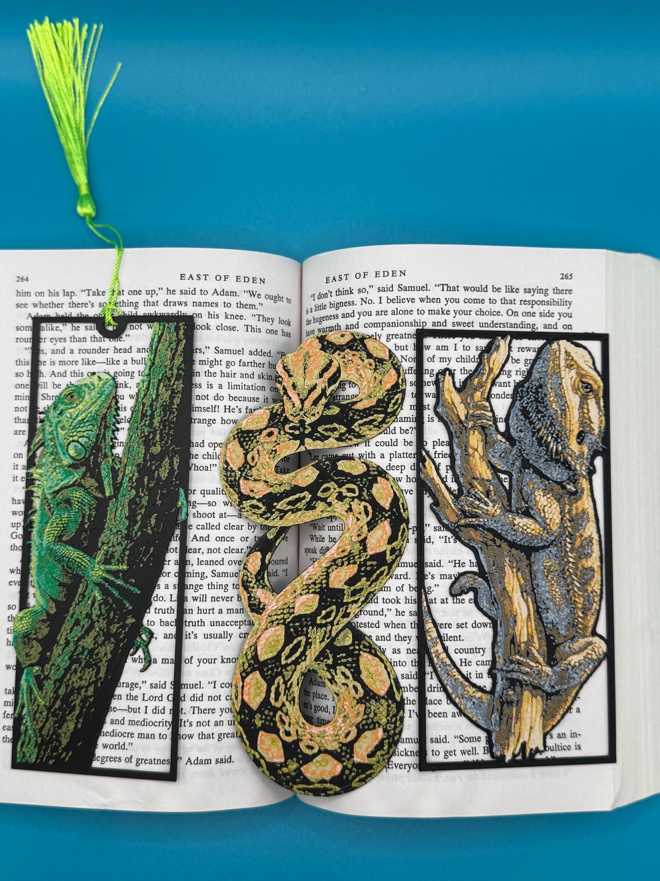 3D Printed Reptile Bookmarks | Iguana, Bearded Dragon & Reticulated ...