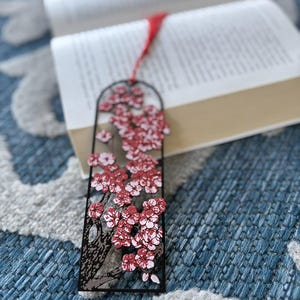 Cherry Blossom Bookmark | 3D Printed Floral Page Marker with Tassel