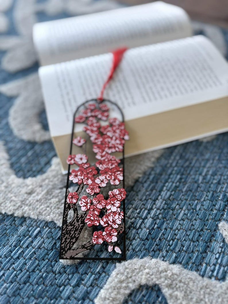 3D Printed Cherry Blossom Bookmark - Floral Page Marker With Tassel - Etsy