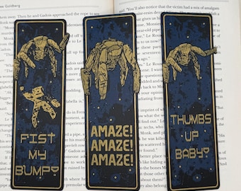Marcador de livros Rocky Alien, marcador de livros de ficção científica, presente com visual mecânico, presente para gamers, inspirado no Projeto Ave Maria.