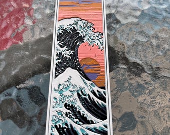 3D gedrucktes, im Dunkeln leuchtendes Great Wave Lesezeichen, Hokusai Art