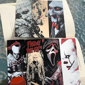 Horror Villain Inspired 3D Printed Bookmarks – Pennywise, Jason Voorhees, Pinhead, Ghost Face, and Jigsaw