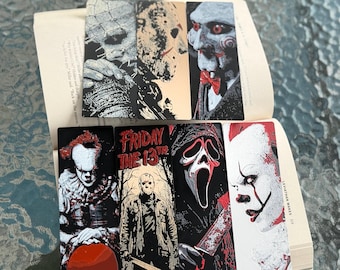 Horror Villain Inspired 3D Printed Bookmarks – Pennywise, Jason Voorhees, Pinhead, Ghost Face, and Jigsaw