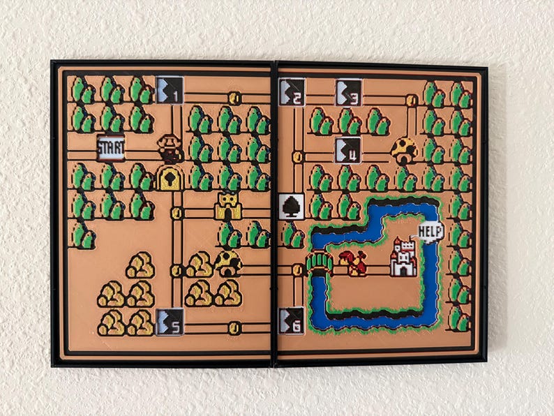 3D Printed Super Mario Bros Map | Retro Gamer Wall Art - Etsy
