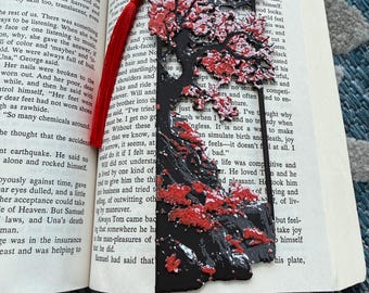 3D Printed Cherry Blossom Bookmark – Floral Page Marker with Tassel