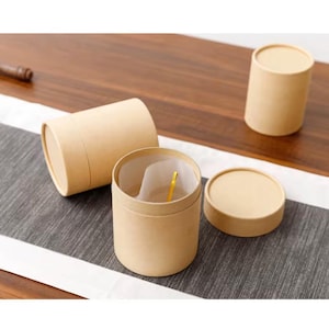 Tubo de papelão kraft, recipientes redondos de papel kraft para chá, café, óleo essencial, embalagens para presente, marrom quente + tampa + recipientes de saco plástico