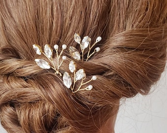 Bridal Hair Piece, Bridal Hair Pins Wedding Hair Comb, Gold Hair Piece, Gold Hair Vine, Wedding Headpiece,  Vine Hair Piece, Hair Pins