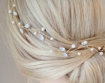 Wedding Headband, Opal Bridal Hair Vine, Wedding Hair Piece, Tiara, Wedding Hair Vine, Bridal Hairpiece, Bridal Hair Wreath, Boho Wedding