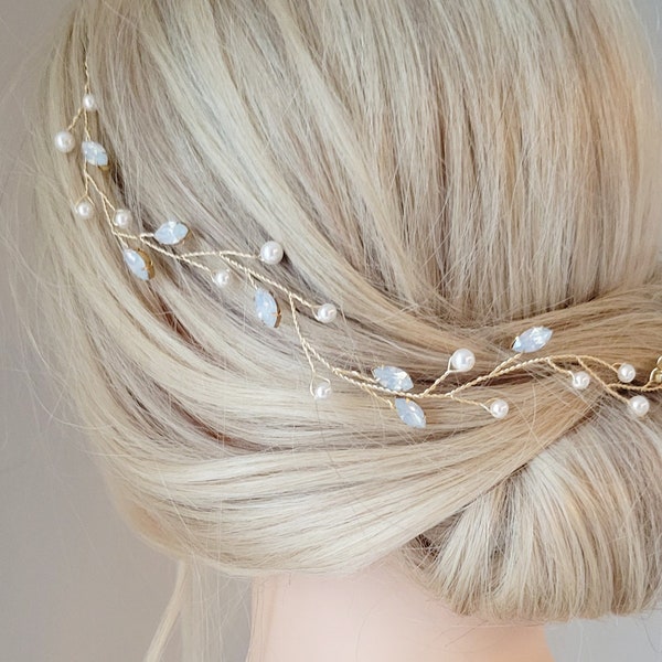 Wedding Headband, Opal Bridal Hair Vine, Wedding Hair Piece, Tiara, Wedding Hair Vine, Bridal Hairpiece, Bridal Hair Wreath, Boho Wedding